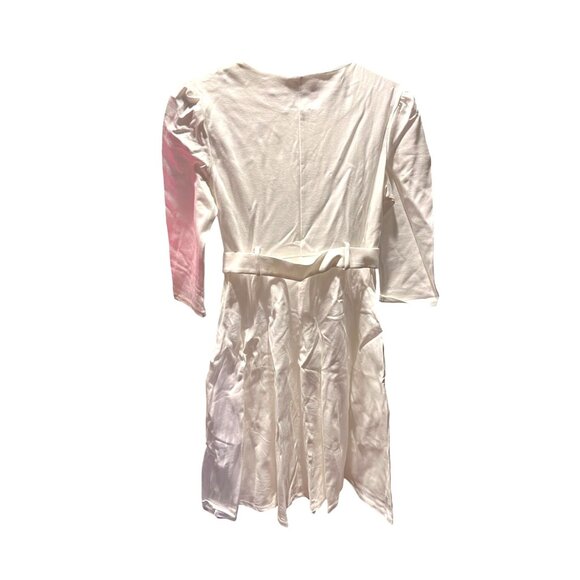 Halara White Belted A-Line Dress With 3/4 Sleeves, Pockets & Front Zipper Size S - Picture 3 of 4